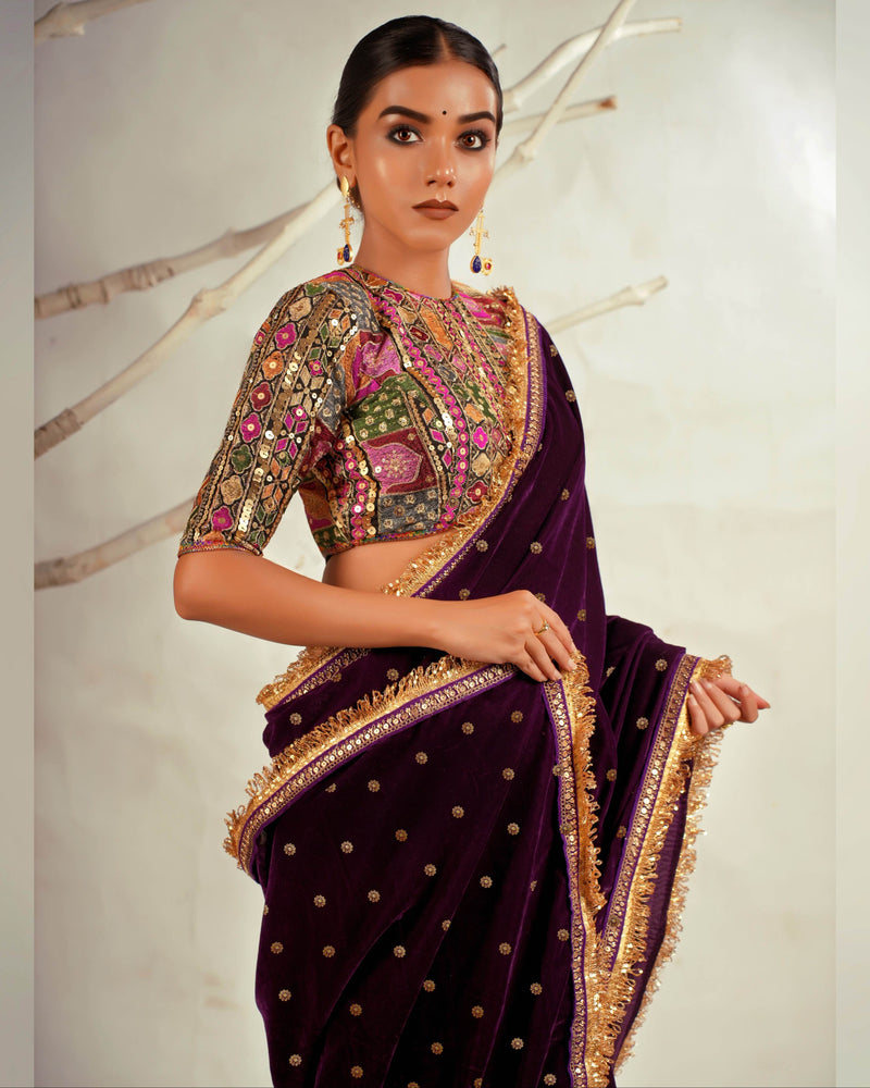 The Wine Wonder Saree With Classic Blouse