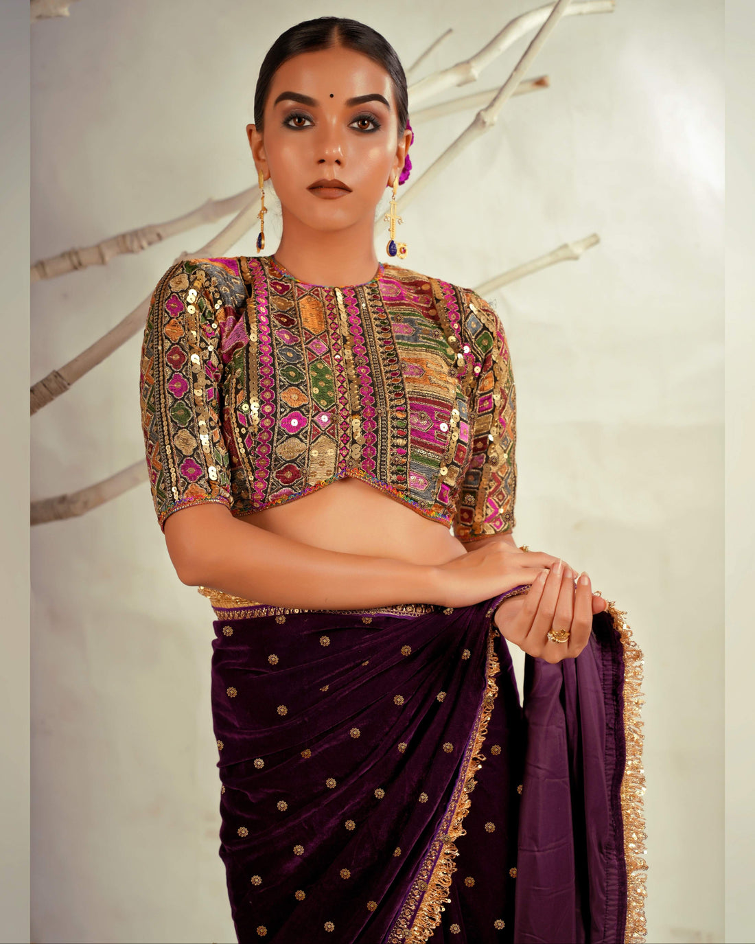 The Wine Wonder Saree With Classic Blouse