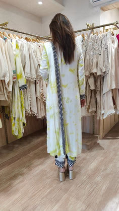 Green Tie Dye Drape Sari Set