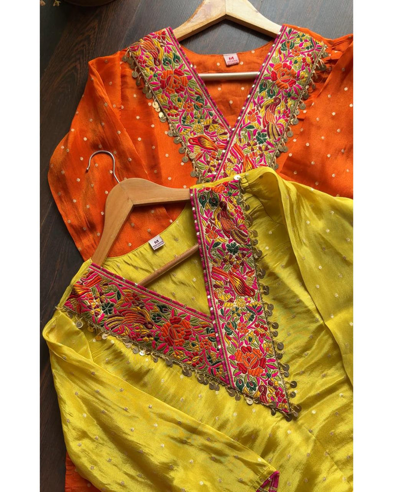 Orange Tissue Meenakari Suit Set