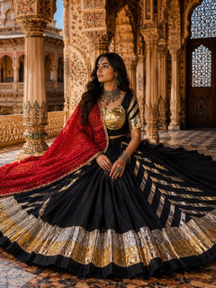 Nidhivaan Magenta Royal Heritage Navratri Lehenga Set