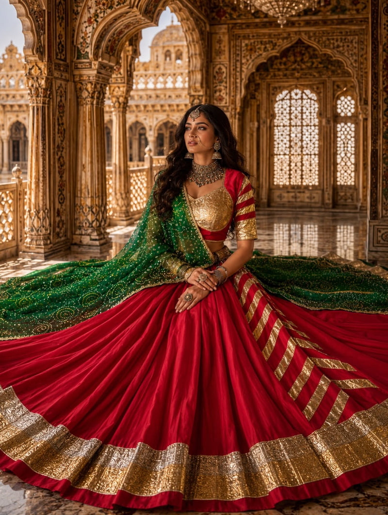 Nidhivaan Magenta Royal Heritage Navratri Lehenga Set