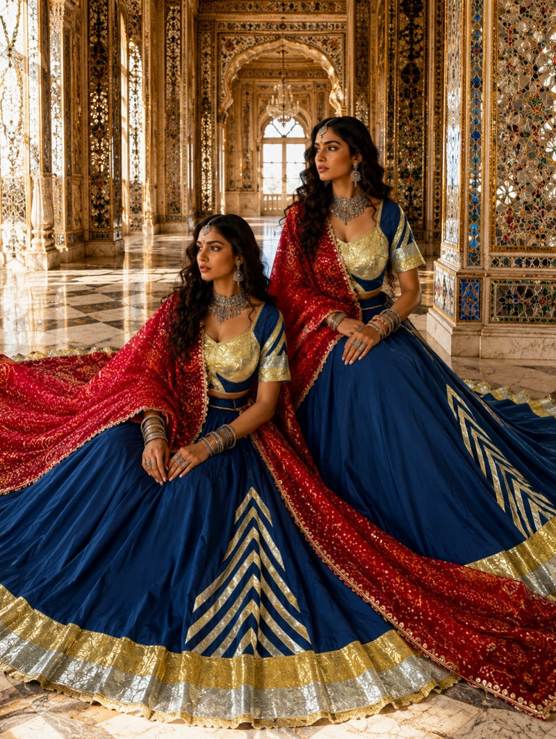 Nidhivaan Magenta Royal Heritage Navratri Lehenga Set