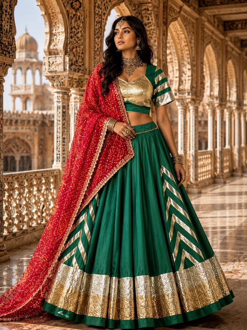 Nidhivaan Magenta Royal Heritage Navratri Lehenga Set