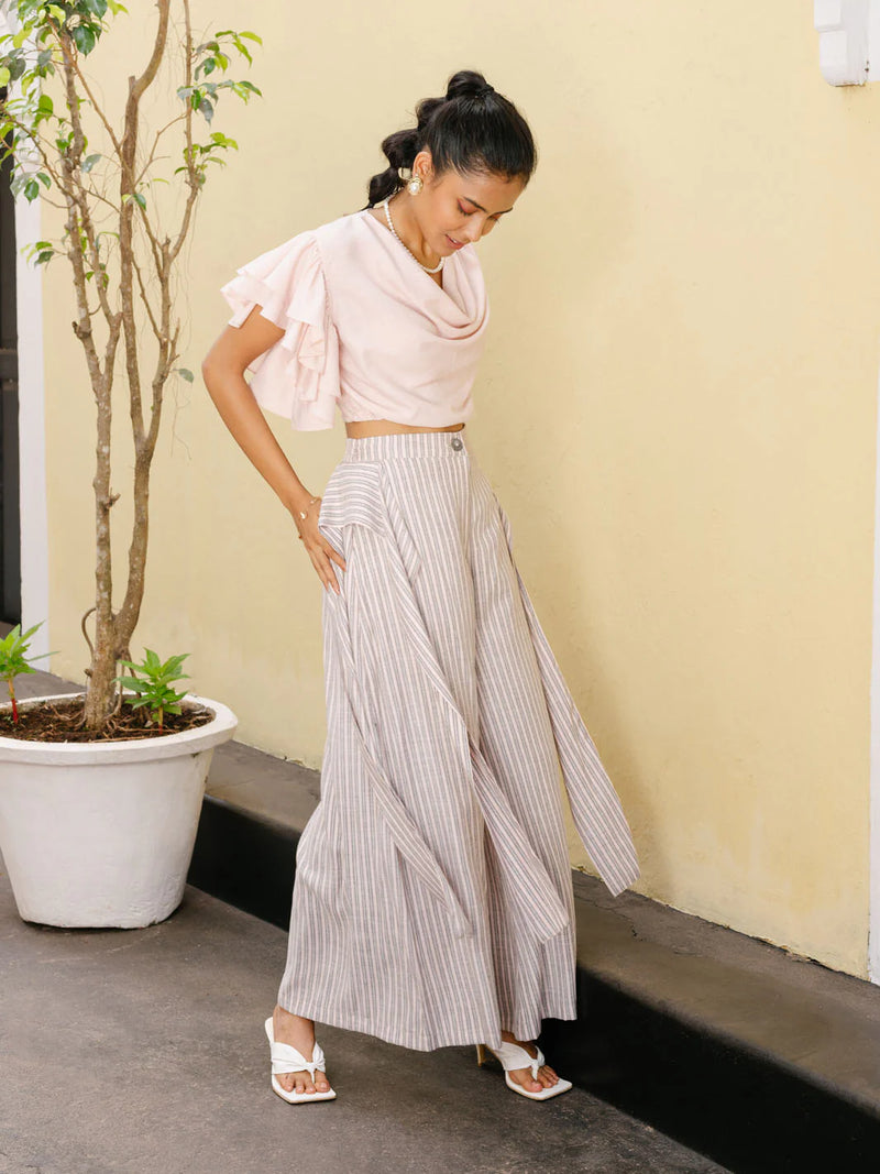 Rayon wide-leg pants