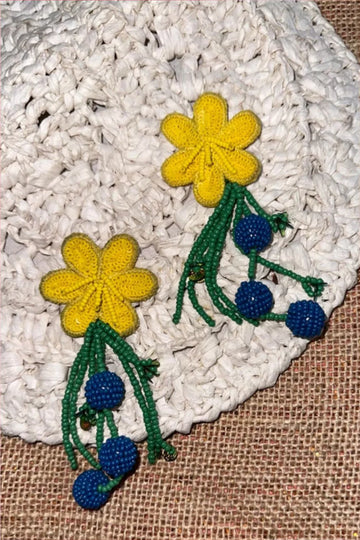 Happy Holidays Yellow Bead Earrings