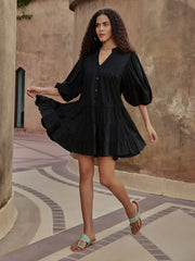 Black Rose Cotton Midi Dress