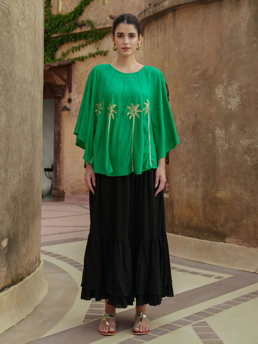 plus-size viscose slub top and skirt