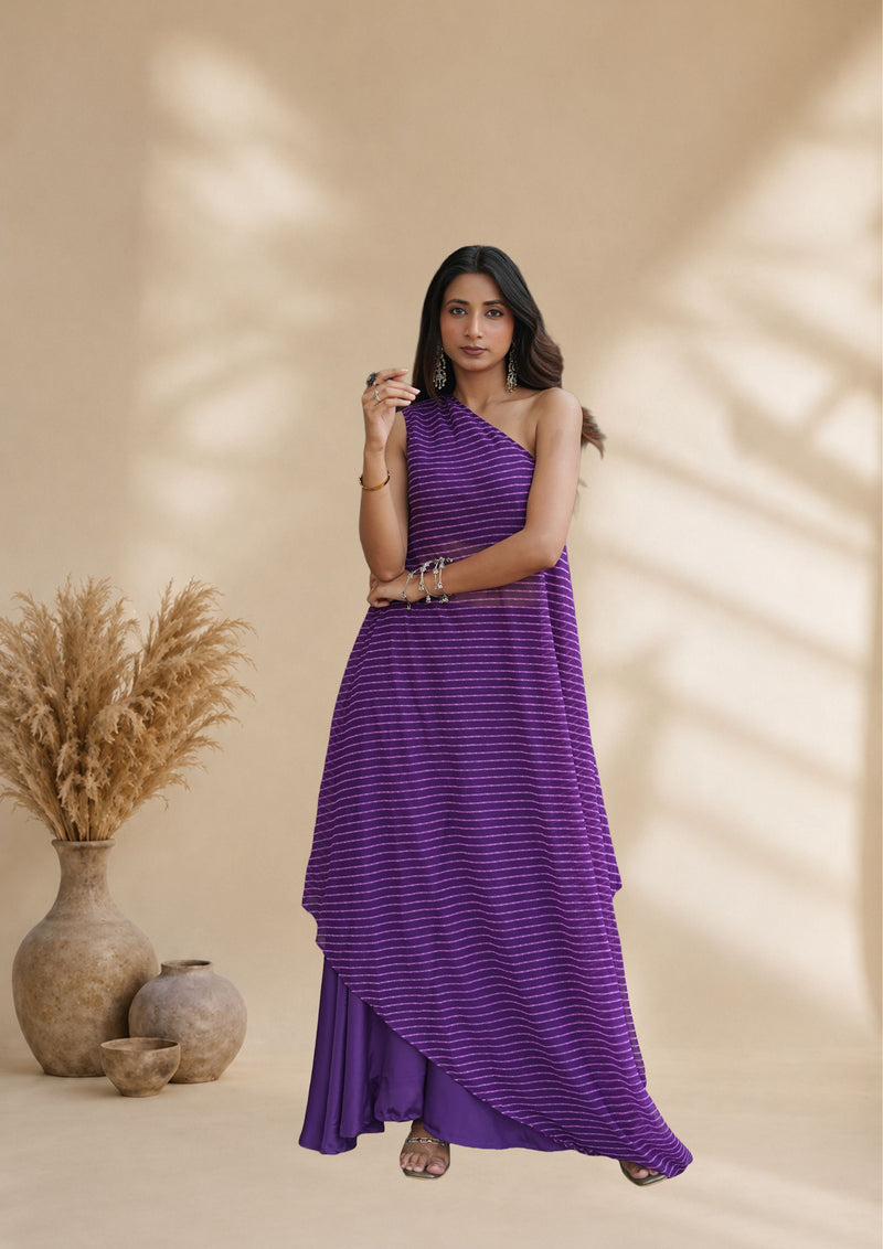 Amethyst Veil Leheriya Indo-Western Set