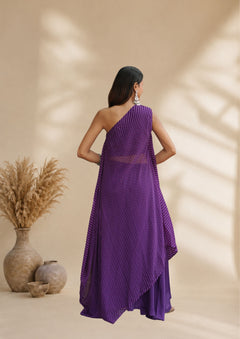 Amethyst Veil Leheriya Indo-Western Set