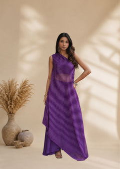 Amethyst Veil Leheriya Indo-Western Set