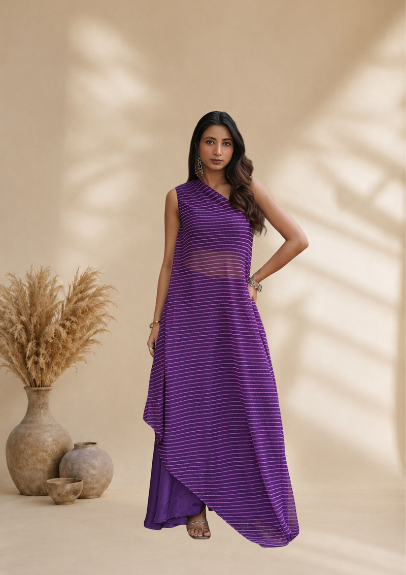 Amethyst Veil Leheriya Indo-Western Set
