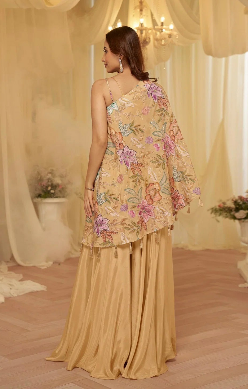 Blush Bloom Embroidered Viscose Crepe Palazzo Set