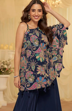 Blush Bloom Embroidered Viscose Crepe Palazzo Set