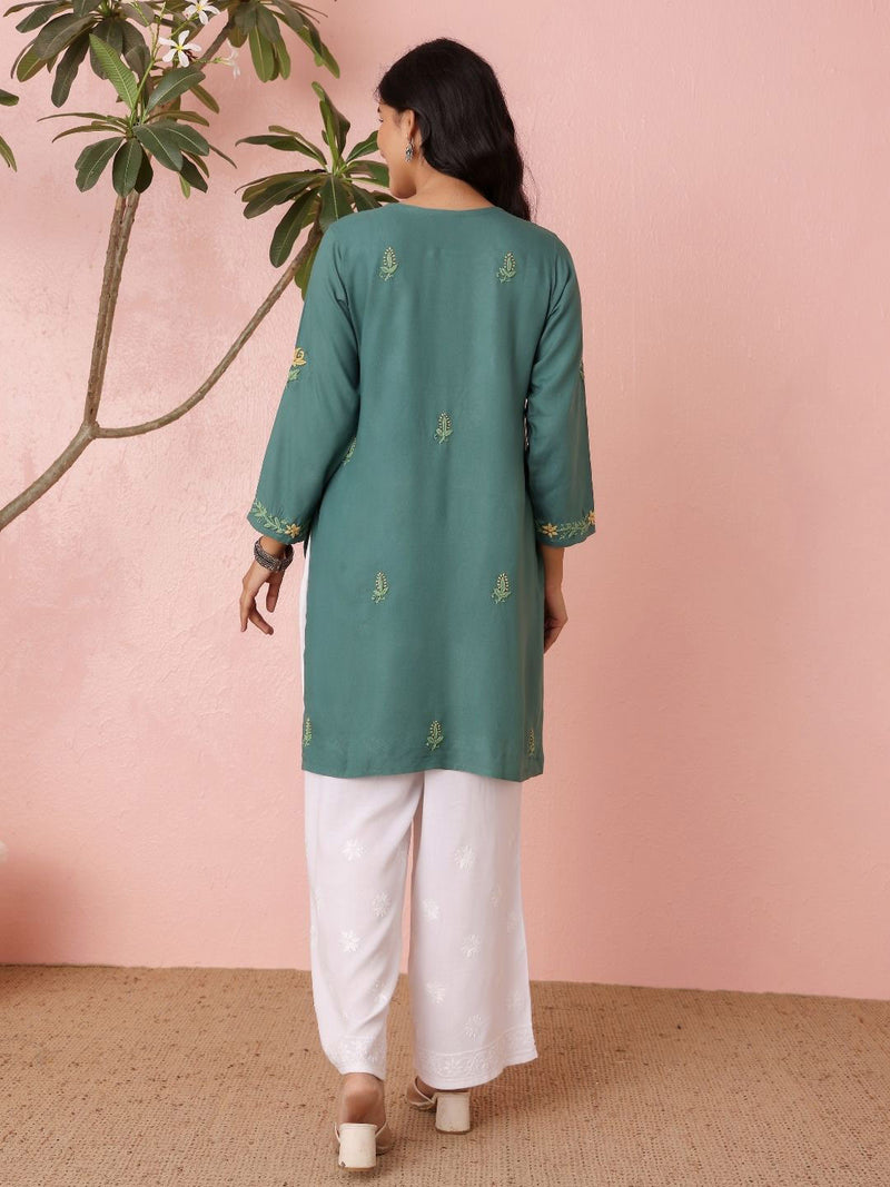 Premium Rayon Multicolor Chikankari Straight Kurti