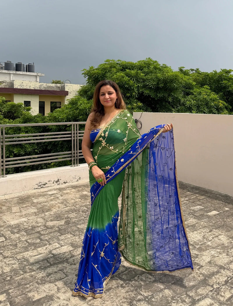 Bandhej Kaccha Gotta Chiffon Saree