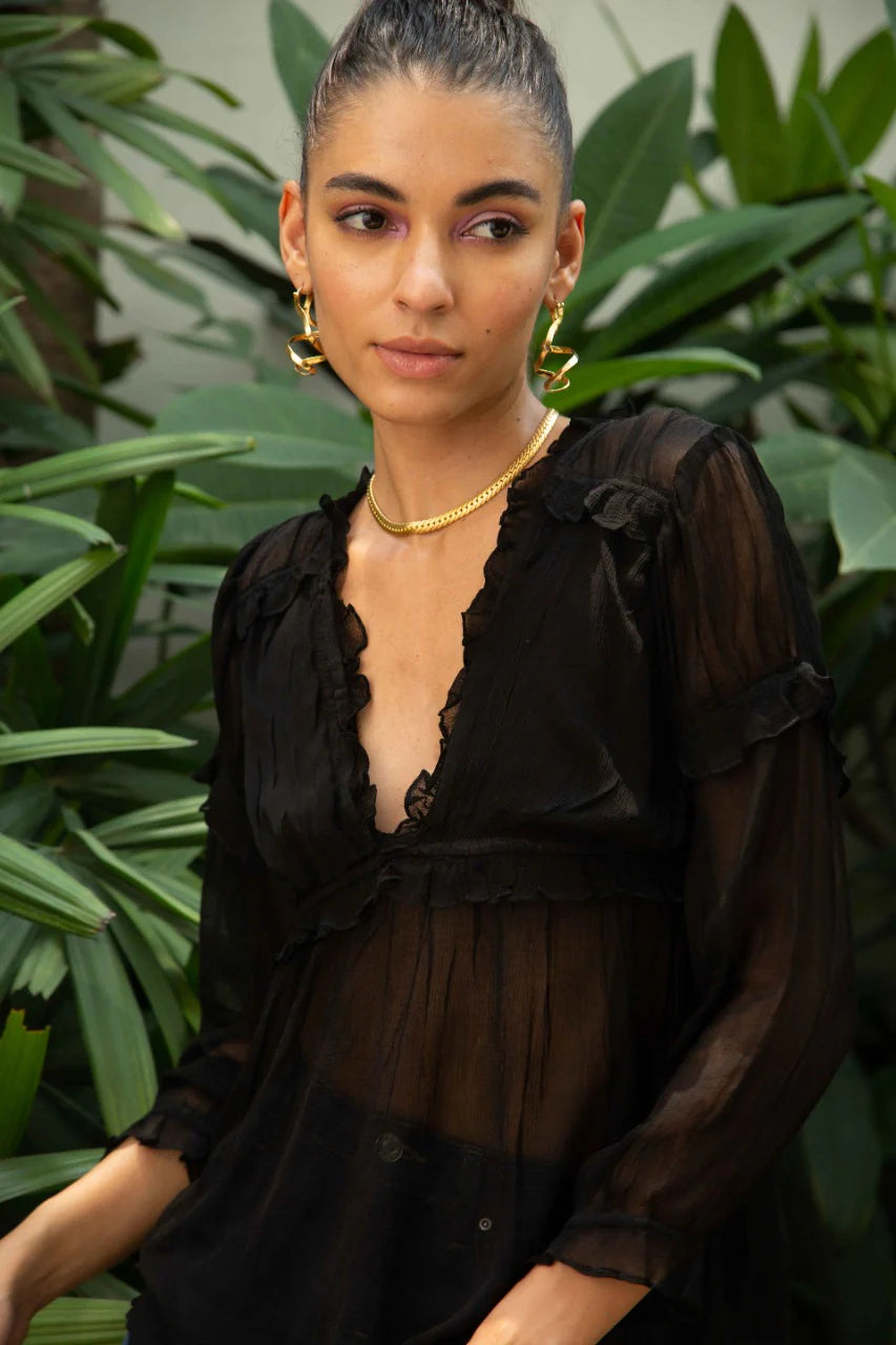Black chiffon top for women