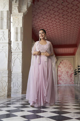 Pink Viscose Moti Handwork Set