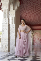 Pink Viscose Moti Handwork Set