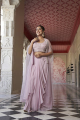 Pink Viscose Moti Handwork Set