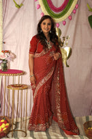 Red Gold Indian Traditional Outfit Saree