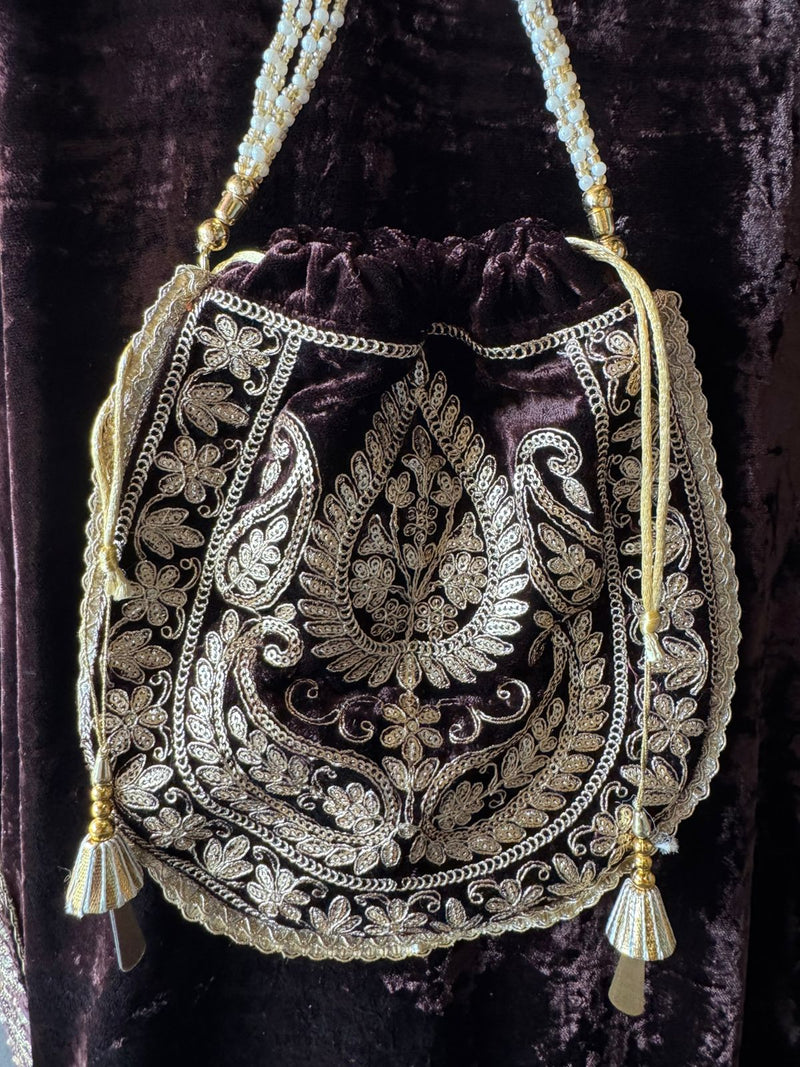 Brown Velvet Heavy Embroidered Kurta