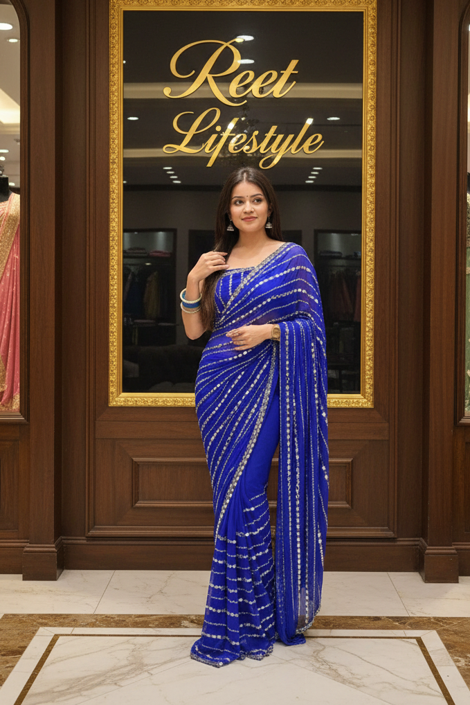 Premium Handwork Pure Chiffon Saree