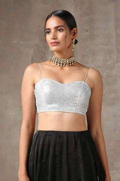 Classic Silver Spaghetti Strap Blouse Only Perfect for All Sarees & Fusion Wear
