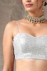 Classic Silver Spaghetti Strap Blouse Only Perfect for All Sarees & Fusion Wear