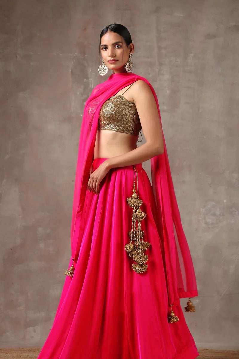 Golden Sequin Spaghetti Strap Blouse Only Party & Saree Wear