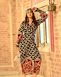 Asymmetrical Maxi Dress Black Accents with Free Bandana