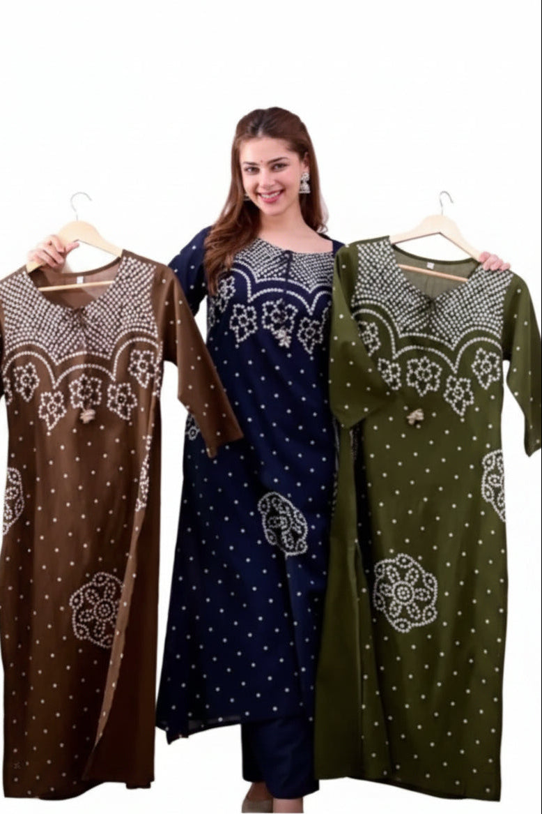 Deshi Lado Bandhej Kurta Pant Set with Dupatta