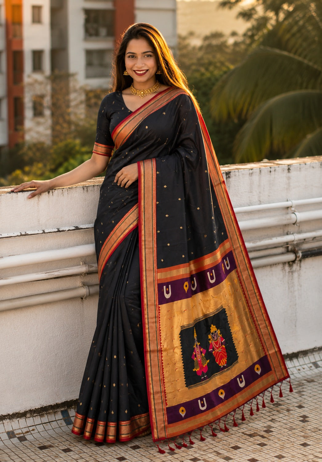 Bhakti Traditional Paithani Soft Silk Saree with Rich Vitthal Rakhumai Pallu