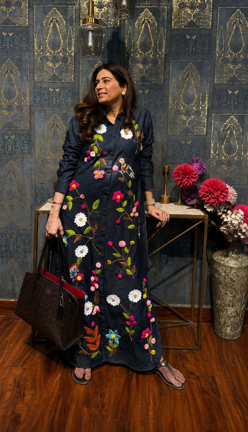 Women's Premium Embroidered Ethnic Chogha Kaftan Dress