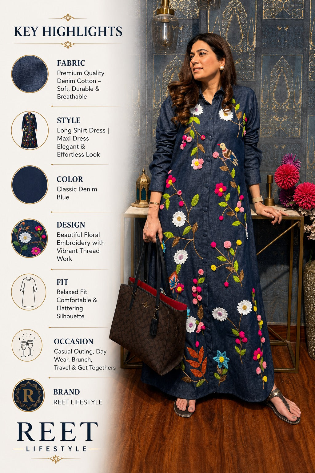 Women's Premium Embroidered Ethnic Chogha Kaftan Dress
