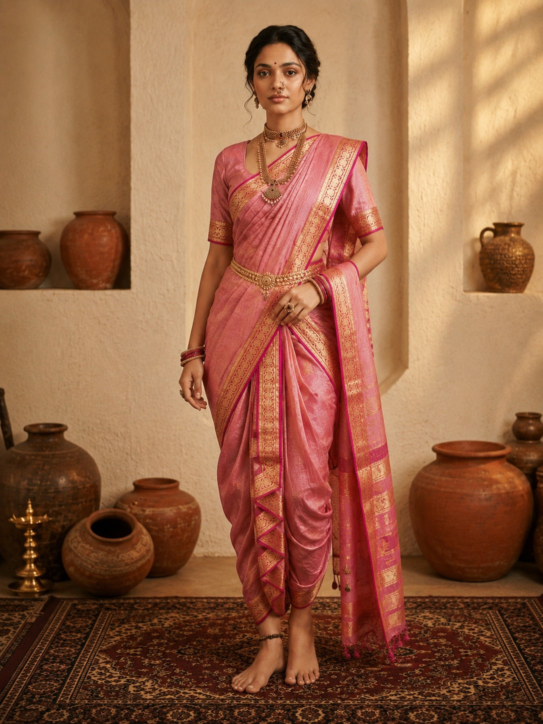 Peshwaii Traditional 9-Yard Nauvari Cotton Saree