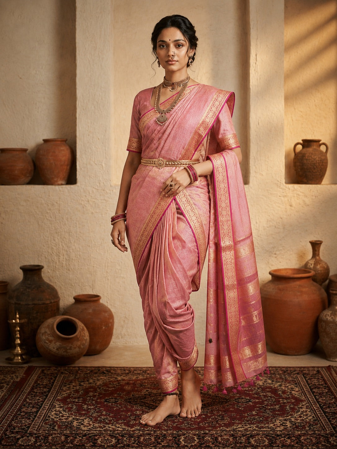 Peshwaii Traditional 9-Yard Nauvari Cotton Saree