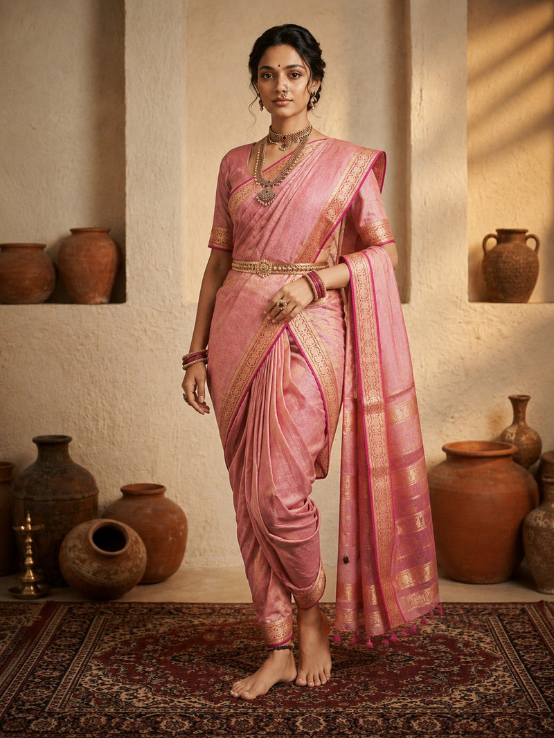 Peshwaii Traditional 9-Yard Nauvari Cotton Saree