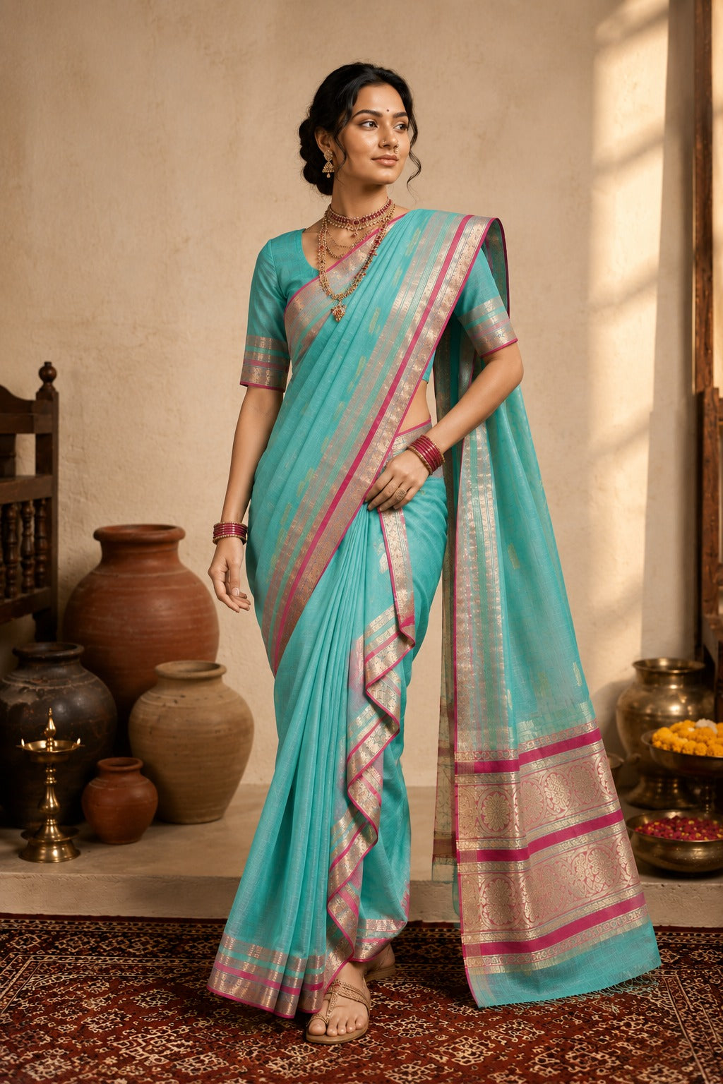 Peshwaii Traditional 9-Yard Nauvari Cotton Saree