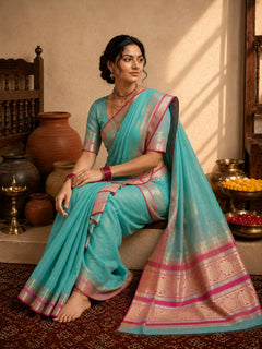 Peshwaii Traditional 9-Yard Nauvari Cotton Saree
