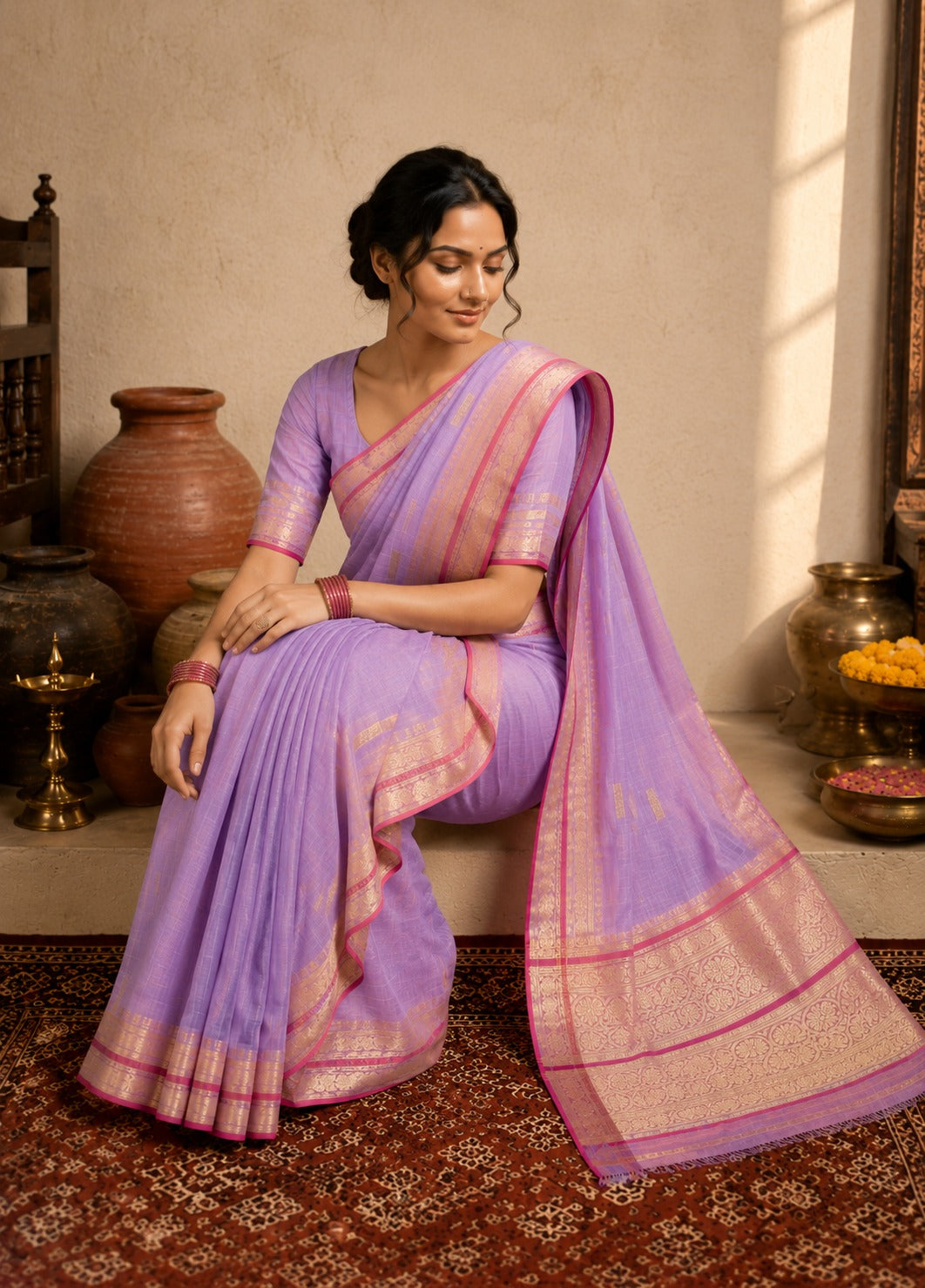 Peshwaii Traditional 9-Yard Nauvari Cotton Saree
