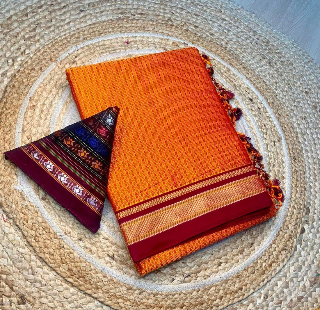 Women's Traditional Khun Saree or Customize into Nauvari Saree Handloom Ethnic Wear