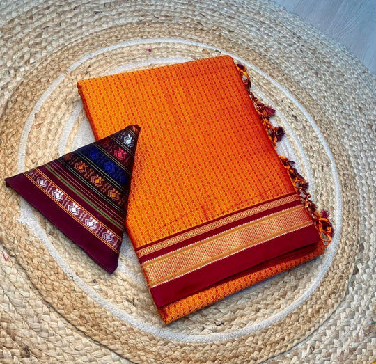 Women's Traditional Khun Saree or Customize into Nauvari Saree Handloom Ethnic Wear