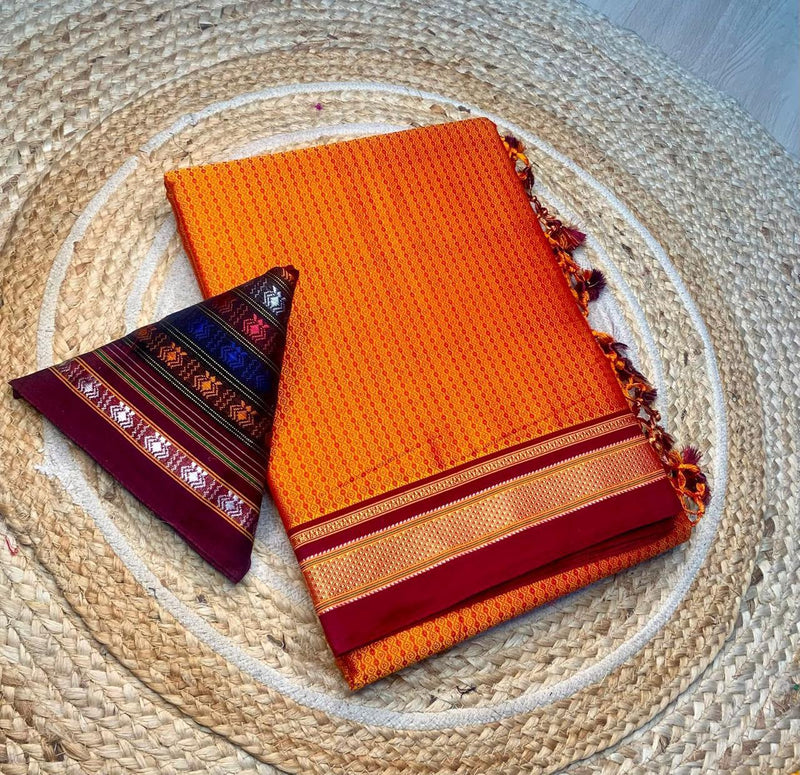 Women's Traditional Khun Saree or Customize into Nauvari Saree Handloom Ethnic Wear