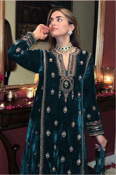 Festive Velvet Embroidered Palazzo Set