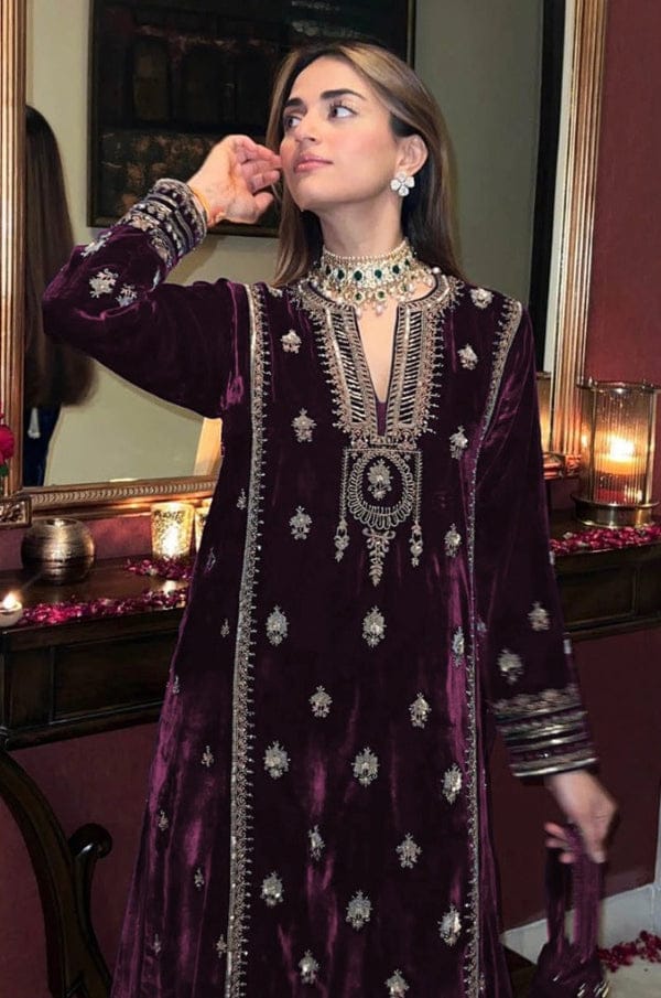 Festive Velvet Embroidered Palazzo Set