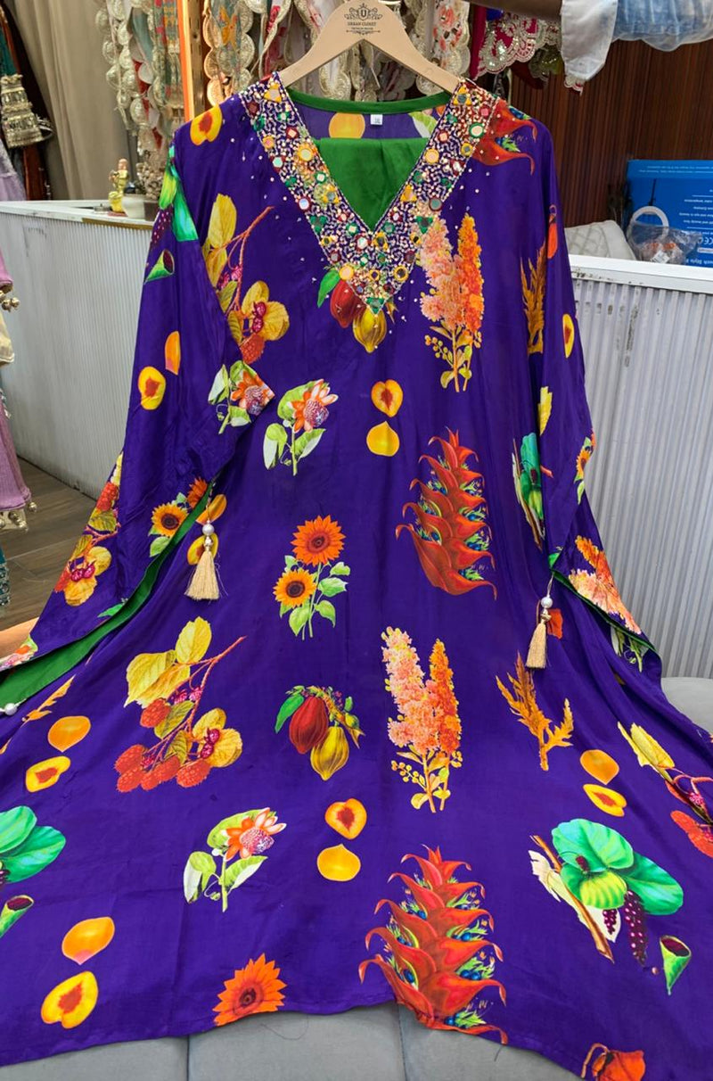 Sunlit Bloom Digital Printed Kaftan