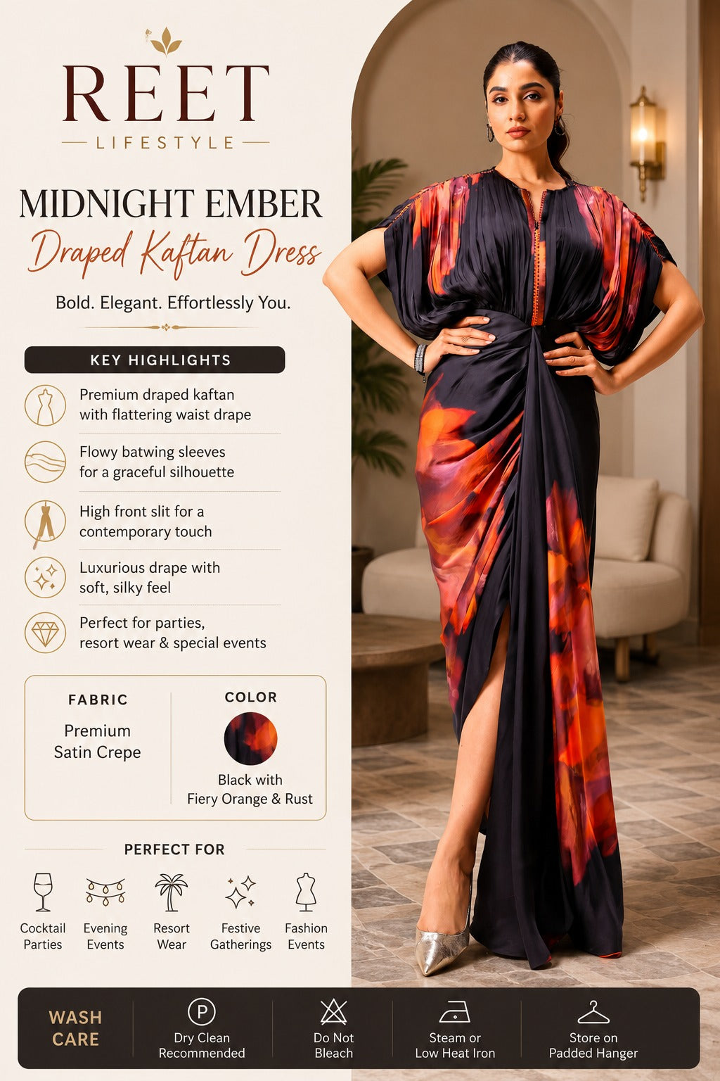 Ember Eclipse Draped Gown