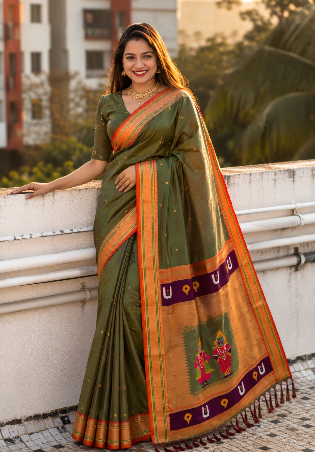 Bhakti Traditional Paithani Soft Silk Saree with Rich Vitthal Rakhumai Pallu
