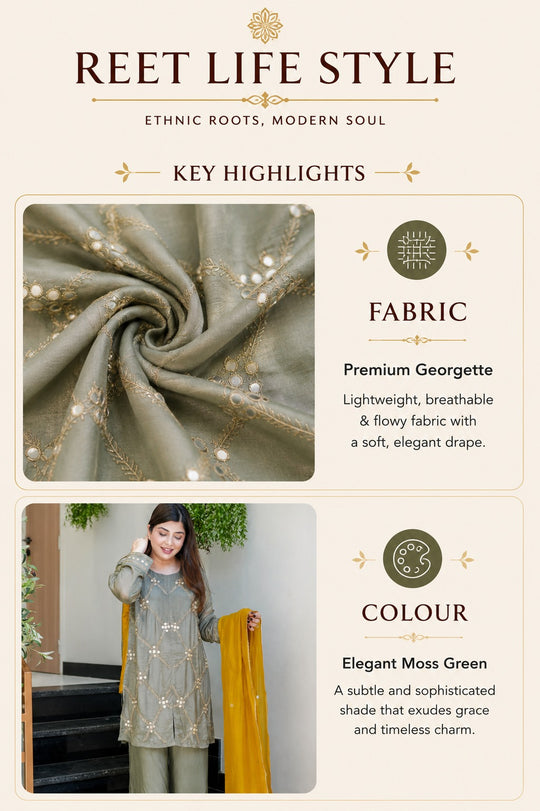 Noor Embroidered Kurta Palazzo Dupatta Set